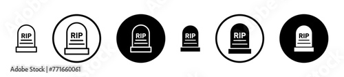 Tombstone line icon set. rip headstone vector icon. death grave tone icon. gravestone line icon suitable for apps and websites UI designs.