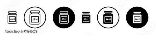 Jam line icon set. honey or berry jam glas jar vector icon suitable for apps and websites UI designs.