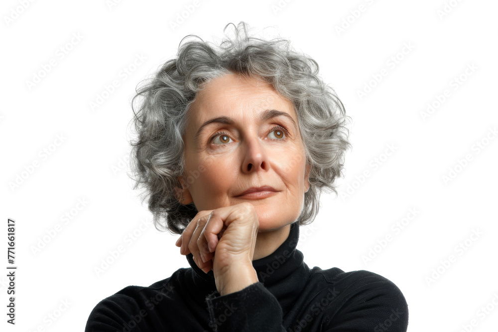 Studio portrait of a beautiful old mature Caucasian Americana woman in casual look with an attractive smile, isolated on transparent png background. Studio portrait of a beautiful old mature Caucasian Americana woman in casual look with an attractive smile, isolated on transparent png background.