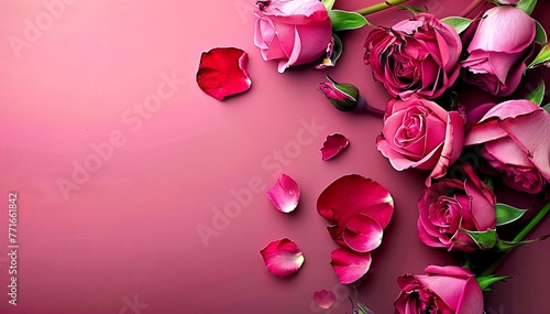 Luxury card with roses. Ideal for greetings, business cards, announcements, spa salons, flower shops, etc. AI generated. photo
