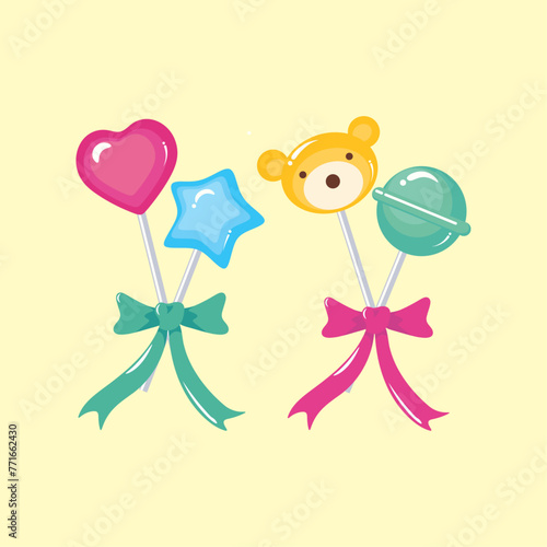 Collection of lollipops with ribbons