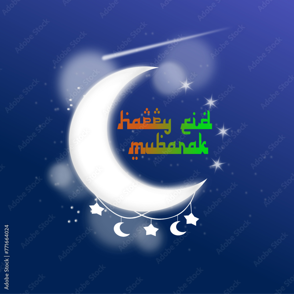 Fototapeta premium happy Al - fitr moon and stars vector art