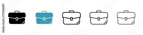 Briefcase vector icon set. Businessman baggage sign. Portfolio brief case vector icon for UI designs.