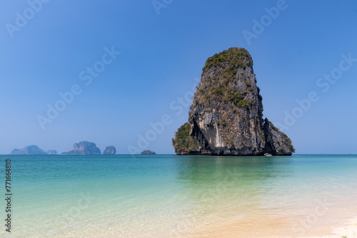 Beautiful beach at Railay Beach, a destination of tourist in Krabi province, southern of Thailand