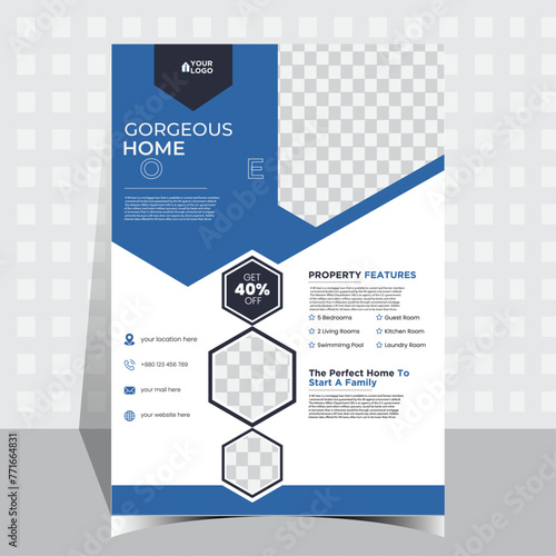 fiyer design, blue colour, Corporate Presentation Collection, Portfolio, Vector Illustration, layout, template ,A4 size. 

