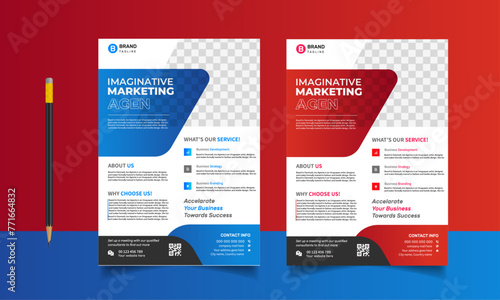 Corporate Flyer Template, Brochure Design, creative corporate trendy unique business marketing agency flyer magazine leaflet design with abstract geometric shape advertising template print poster

