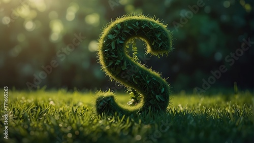 Symbolic Representation of S and Dollar Sign Created by Grass and Leaves