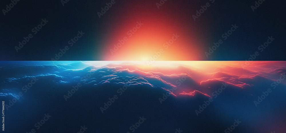 Abstract digital landscape with a dynamic wave pattern and a contrasting warm and cool color scheme.
