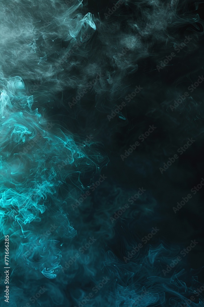 a black wallpaper with a slight blue/green glow and mist