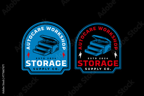 mechanic tool box logo design template for automotive service, garage, workshop and sport