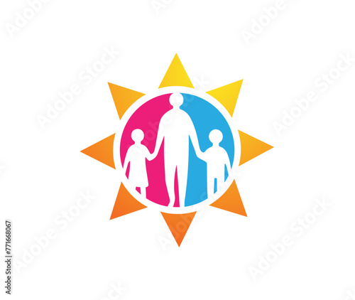 Cheerful Creative Family stand together logo