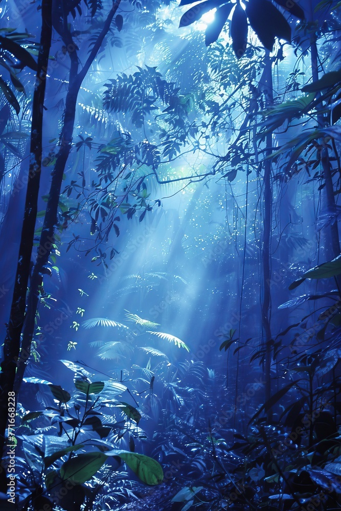 deep blue moolight jungle