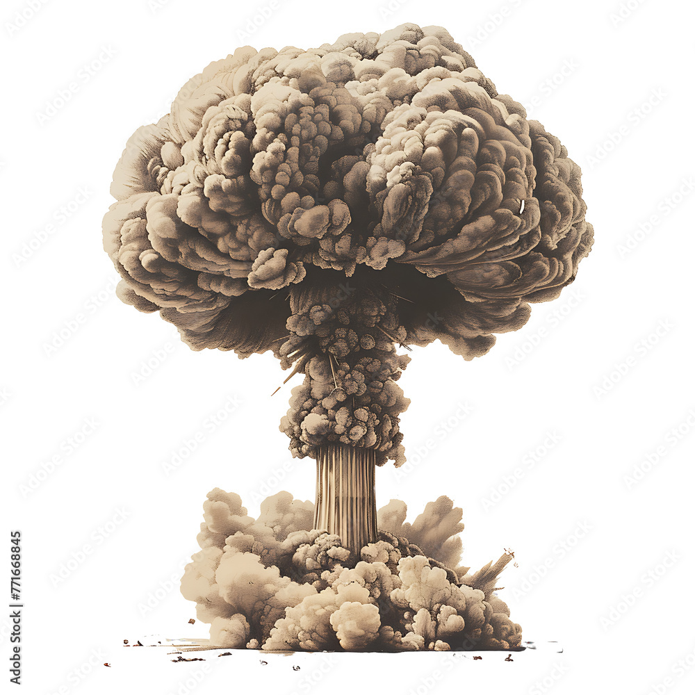 Naklejka premium mushroom Nuclear explosion on transparent background PNG