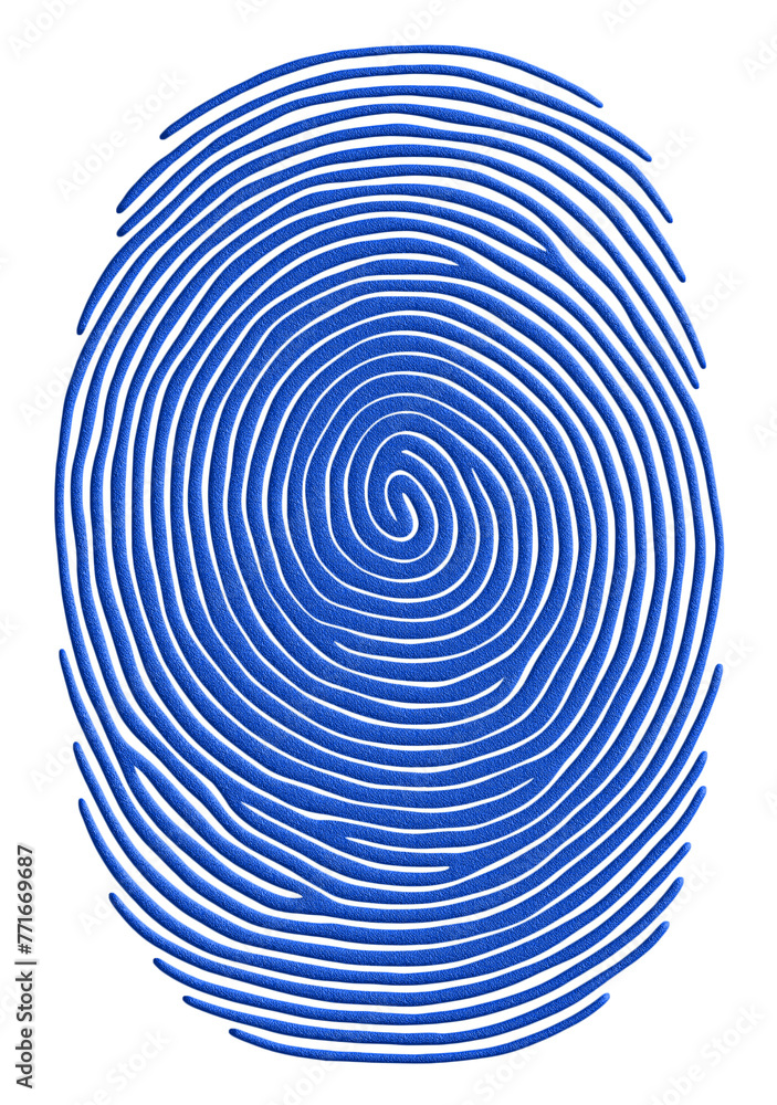Fototapeta premium Blue textured fingerprint vector illustration isolated on transparent background.