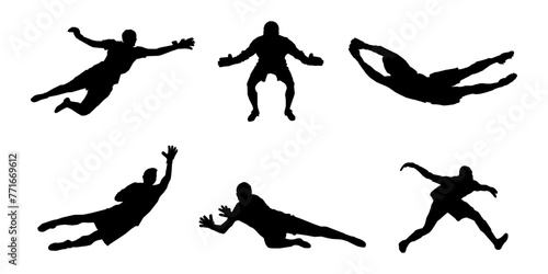 Goalkeepers, football Soccer player silhouette. Goalkeepers Set. High quality isolated on white background. Vector illustration