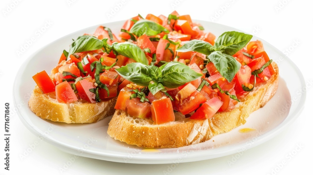 Fresh Bruschetta with Tomato and Basil on Crusty Bread Fresh Bruschetta with Tomato and Basil on Crusty Bread