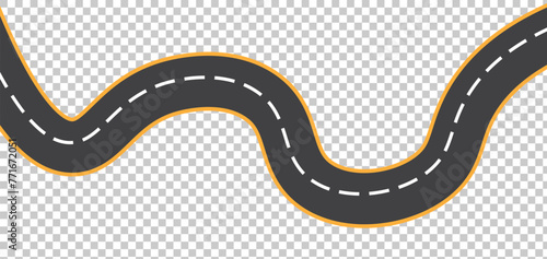 Horizontal asphalt road template. Winding road vector illustration. Seamless highway marking Isolated on background. Winding road vector illustration. Seamless highway marking Isolated on background.