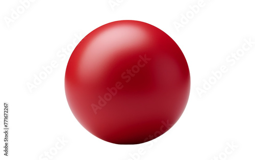 A vibrant red ball rests peacefully on a stark white background
