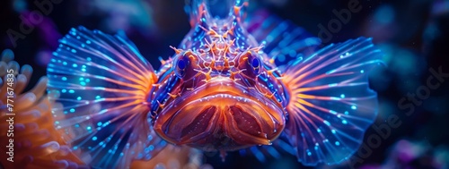 Anglerfish lighting neon paths mysterious underwater nature beyond realms
