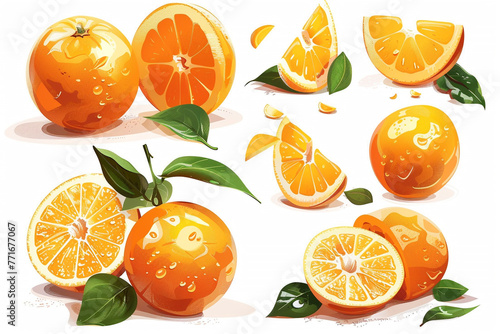 Orange fruit vector artwork set on a white background.