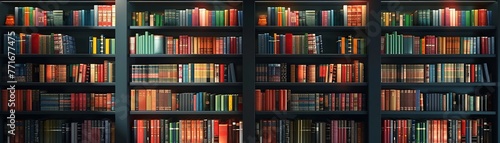 3D render clay style of A library shelf filled with classics and modern bestsellers , no contrast, clean sharp focus