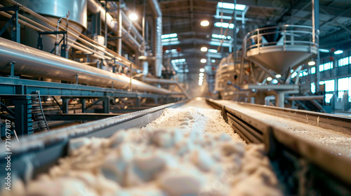 flour in the factory industry. selective focus. photo