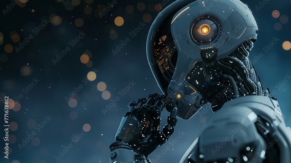 Fototapeta premium AI accountant analyzing financial data streams optimizing galaxy wide budgets