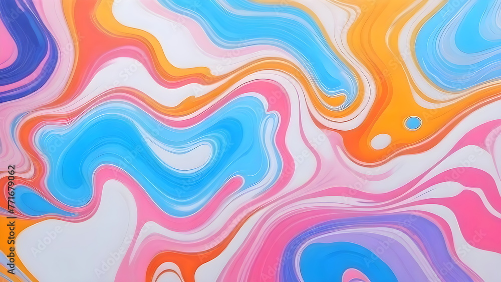 Abstract oil painting Color Symphony, Harmonious Waves of Blue, Pink, and Yellow Abstract oil painting Color Symphony, Harmonious Waves of Blue, Pink, and Yellow