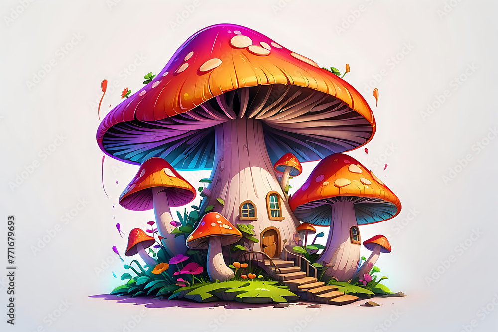 Enchanted Mushroom House Illustration.

Whimsical illustration of a mushroom house, ideal for storybook art, fairy tale graphics, and enchanting environmental design.