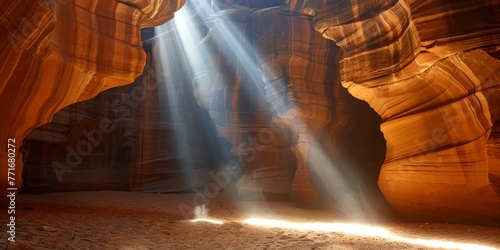 A cave with sunlight shining through it