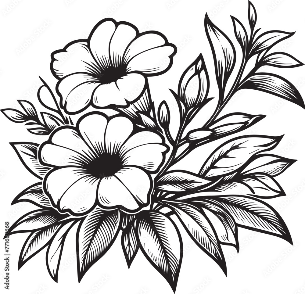 vector allamanda flower drawing, easy allamanda flower drawing, painting trumpet creeper drawing