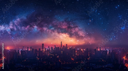 A serene cityscape under the stars