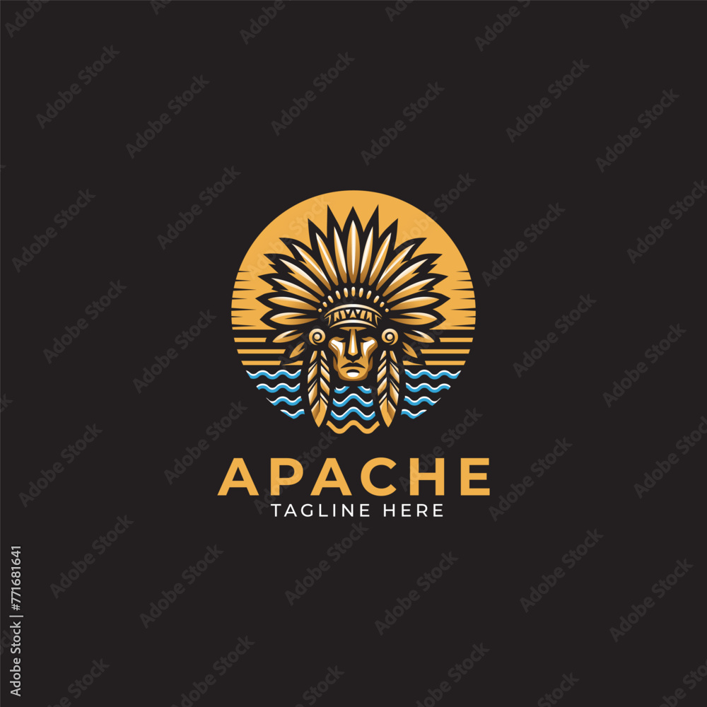 Fototapeta premium Indian Apache chief mascot esport logo design character