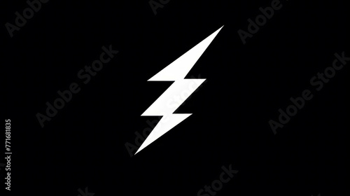 A white lightning bolt on a black background.Vector illustration