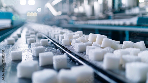 sugar in the factory industry. selective focus.