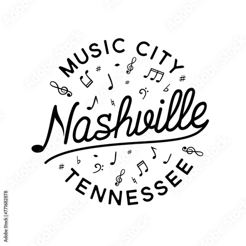 Nashville music city vector design template. Nashville Tennessee logotype. Vector and illustration.