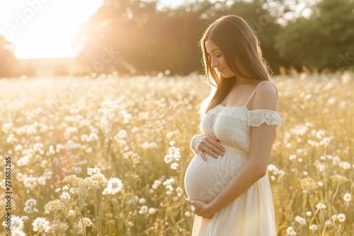 Serene Maternity Photoshoot In A Sunlit Meadow