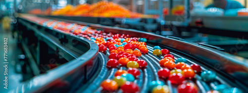 jelly candies in the factory industry. selective focus. photo
