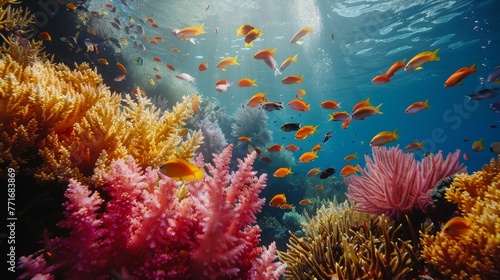 The environment: A breathtaking view of a coral reef teeming with colorful marine life © MAY