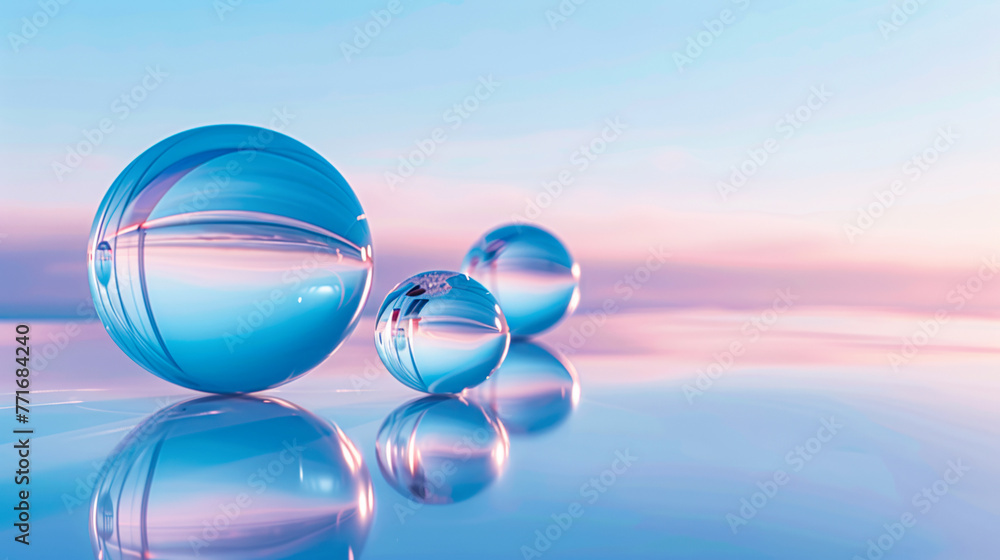 Serenity in Glass: Reflective Spheres at Dusk Serenity in Glass: Reflective Spheres at Dusk