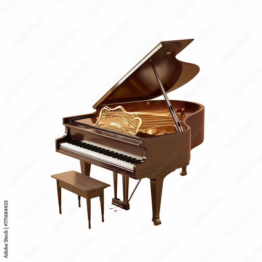 Fototapeta premium Classical piano musical instrument isolated on transparent background