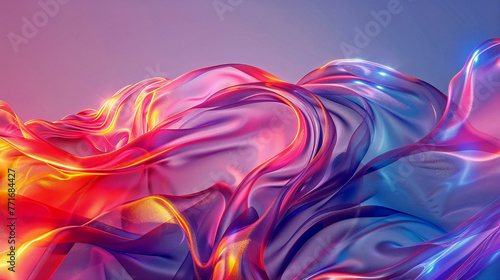 Abstract background holographic colors with curved lines, effect and feeling of movement. Generative AI © lesikvit