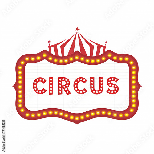 Frame vintage marquee circus sign board cut out isolated on transparent background