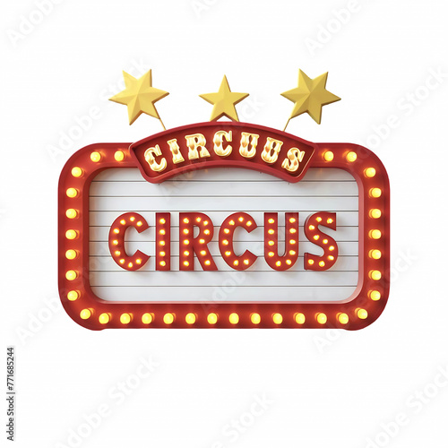 Frame vintage marquee circus sign board cut out isolated on transparent background
