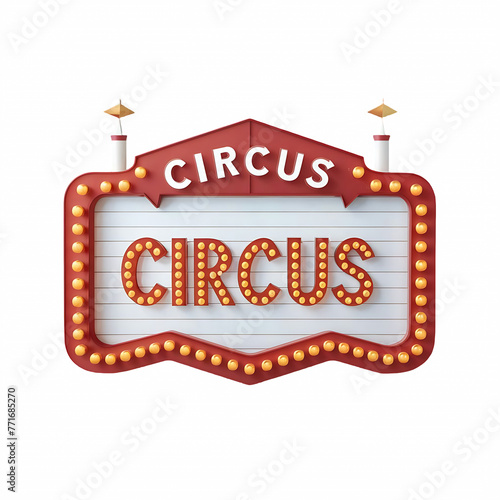 Frame vintage marquee circus sign board cut out isolated on transparent background