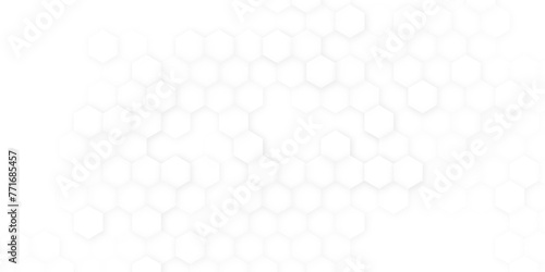 3D Vector Hexagonal Blocks Structure White Abstract Background. Three Dimensional Science Technologic Hexagons Light Conceptual Art Illustration.