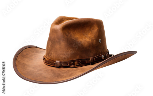 A brown cowboy hat resting on a white background