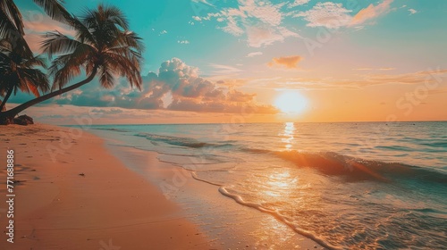 Aesthetic beach picture with sunlight and calming waves