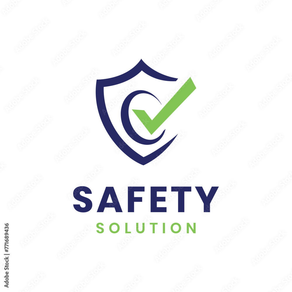 Safety Solution shield ok sign creative security Logo design vector template Safety Solution shield ok sign creative security Logo design vector template