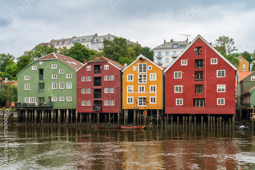 Bakklandet Wooden House Village in Trondheim in Norway